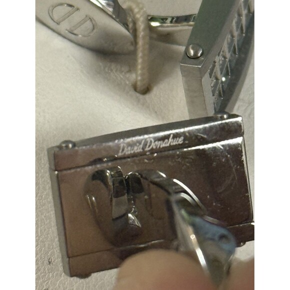 DAVID DONAHUE VINTAGE Diamonds Stainless Steel Silver Tone Cufflinks - Picture 13 of 16